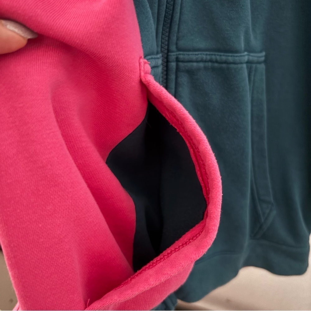 NIKE sz M DIY Fleece Hoodie FULL Zip Pink Blue Half Long Sleeve - Picture 8 of 11